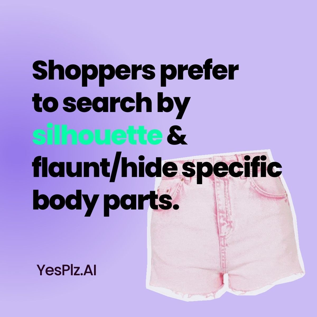 An image of pink shorts with text stating shopper preferences