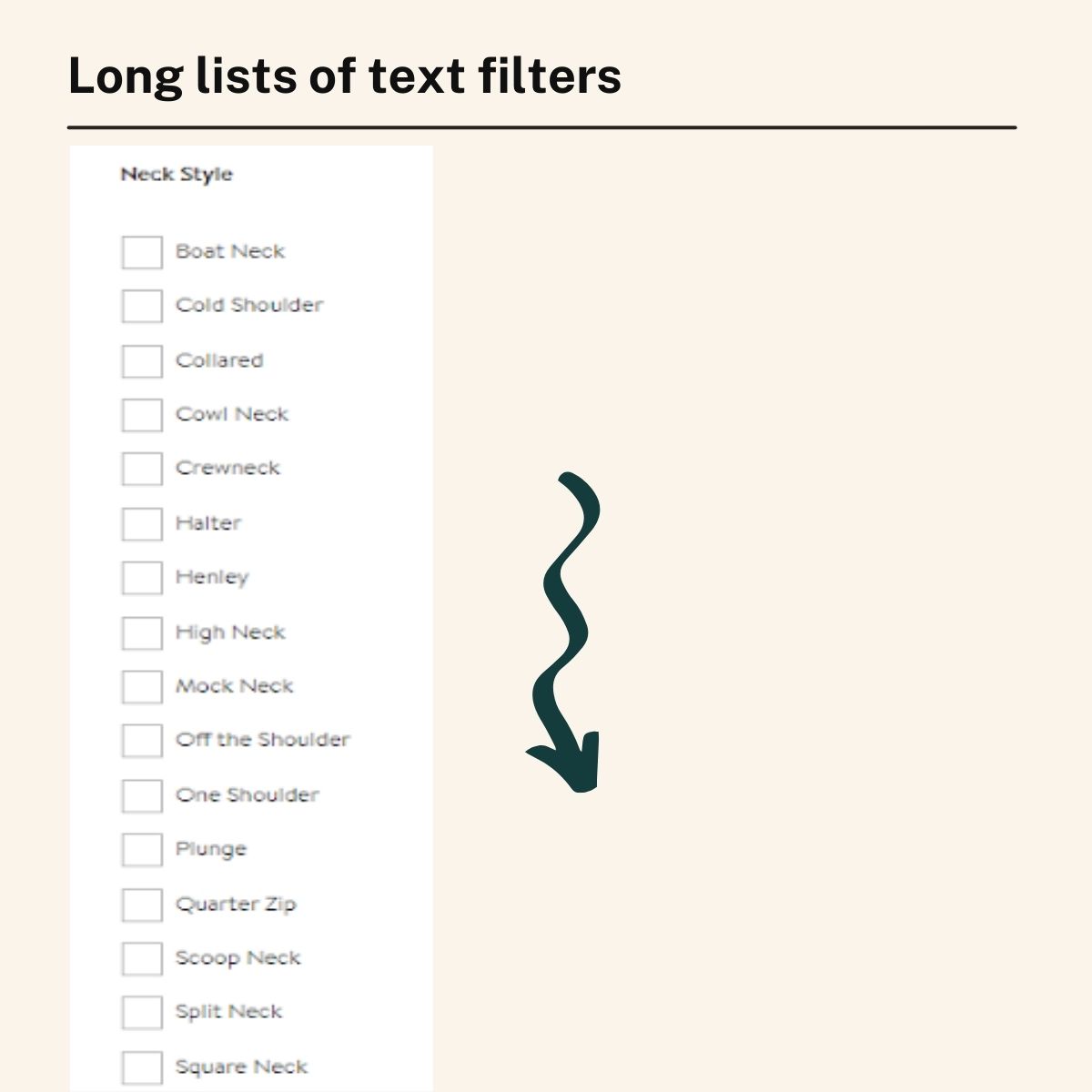Long list of text filters