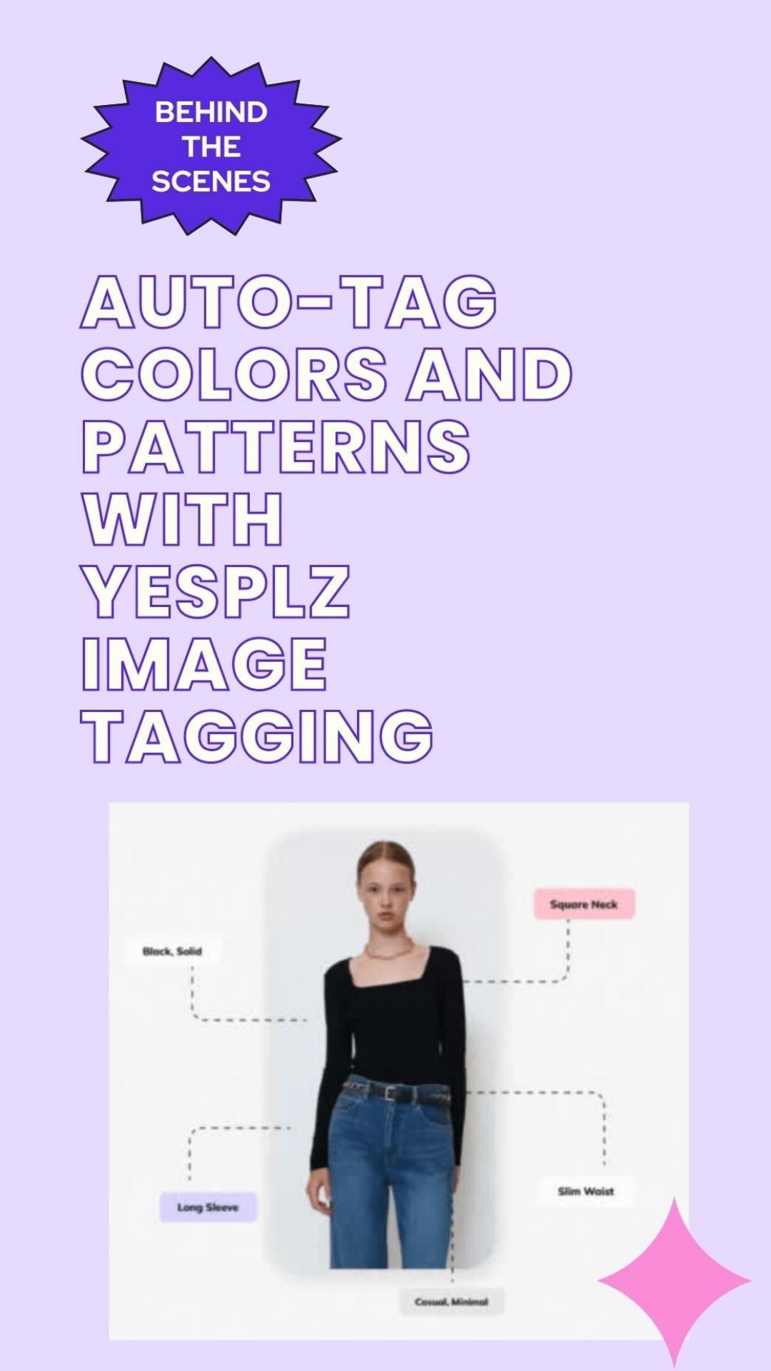 AI image tagging example against light purple background