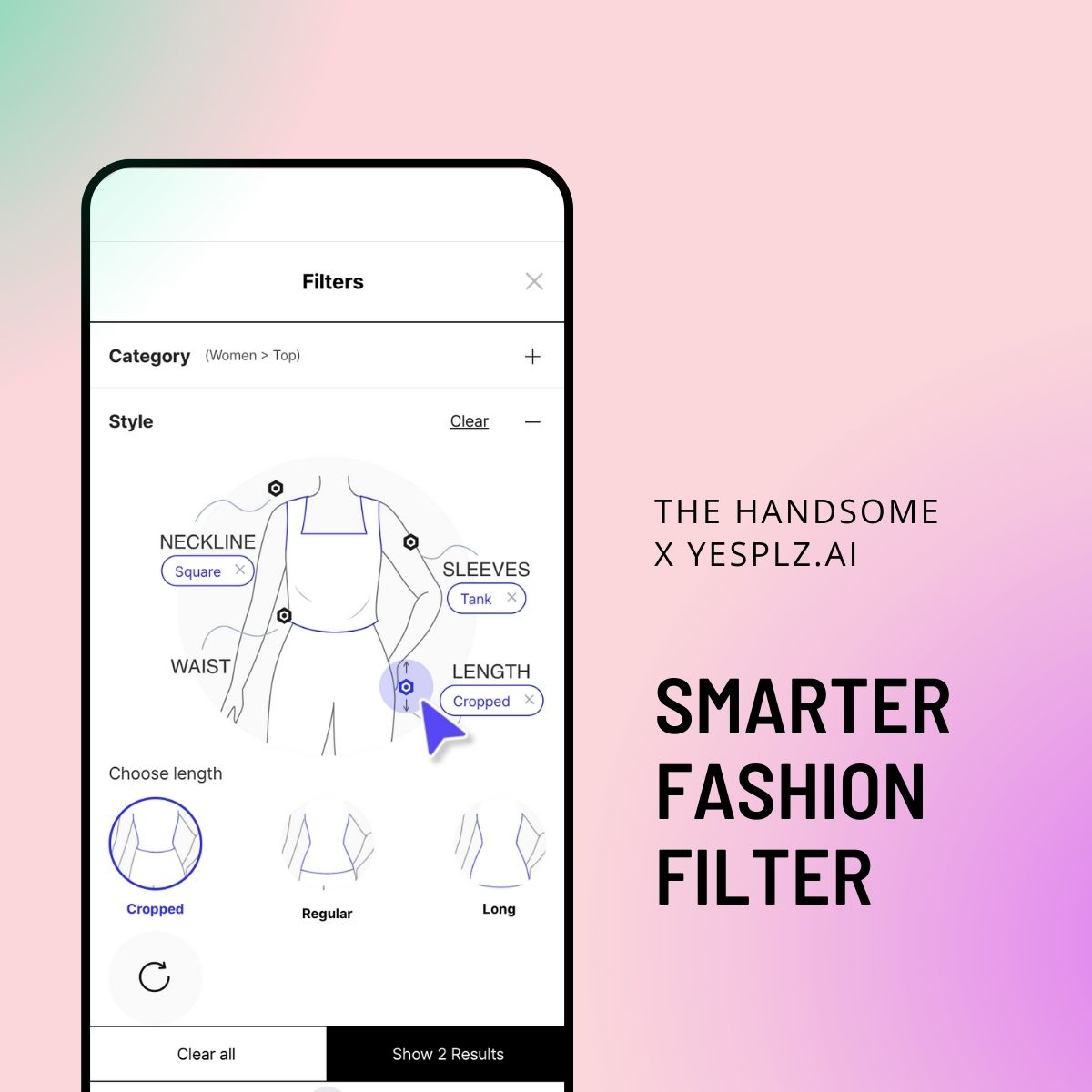 A virtual mannequin filter (aka smart product filter) for The Handsome Korea