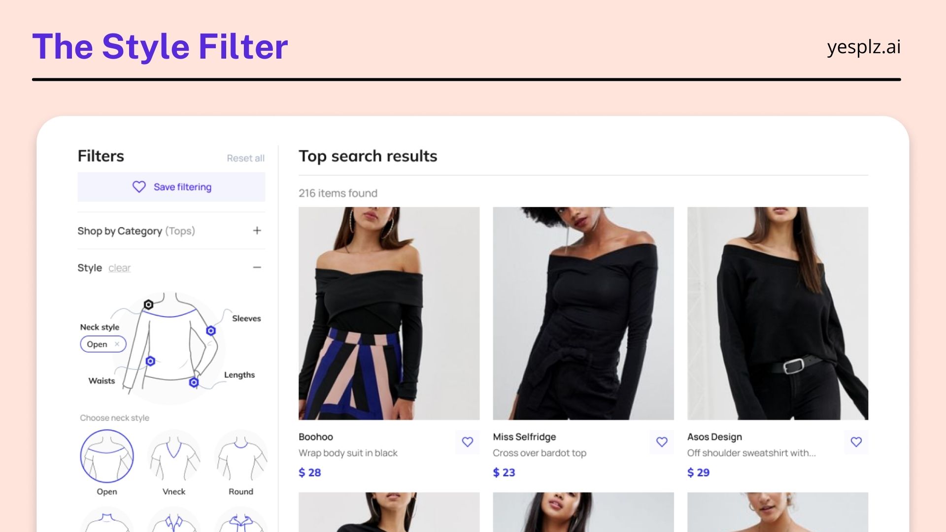 intuitive product filter for fashion brands