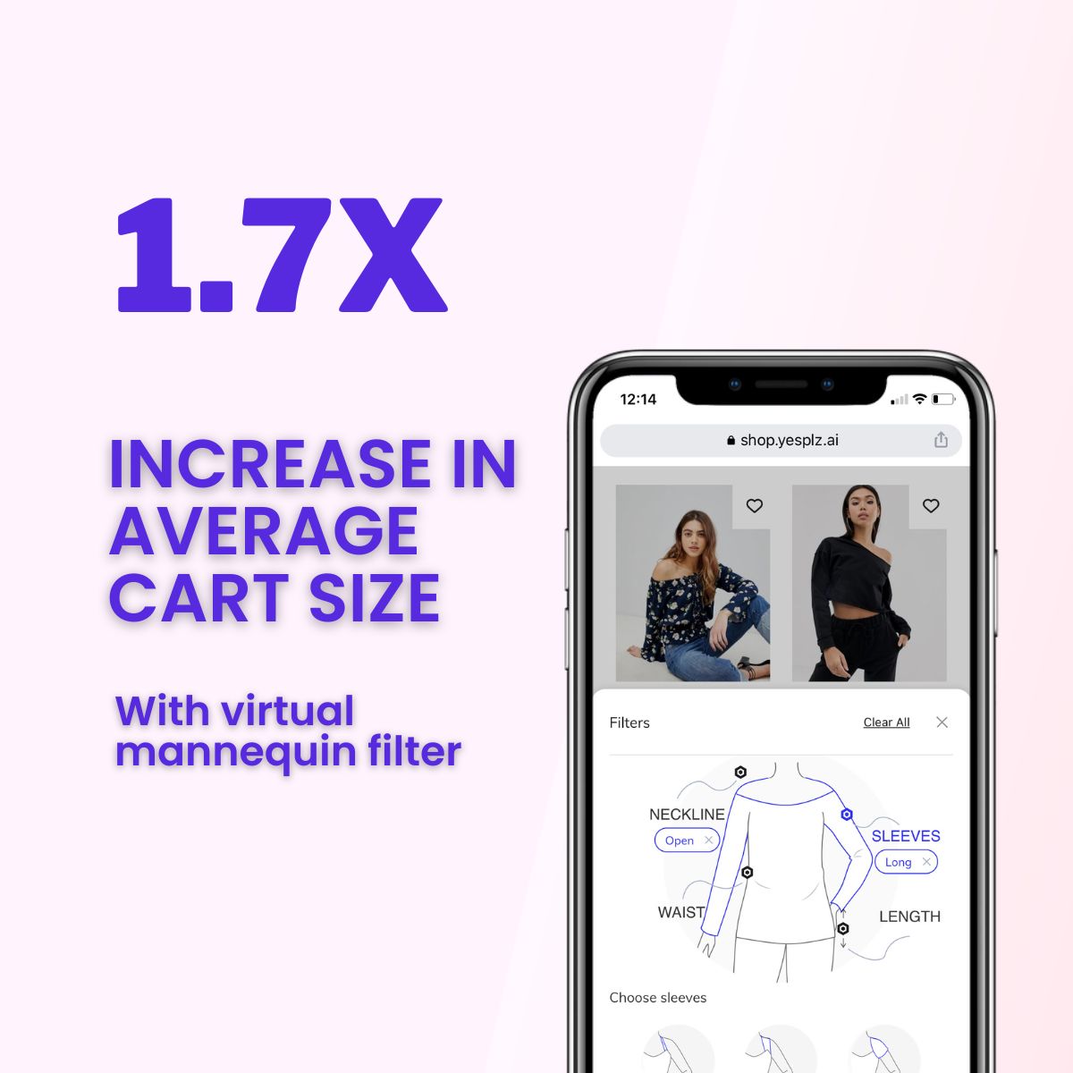 Average increase in cart size for shoppers using the Virtual Mannequin Filter