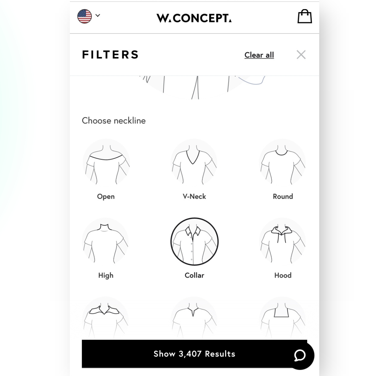 Collar filter for YesPlz Virtual Mannequin Filter at W Concept
