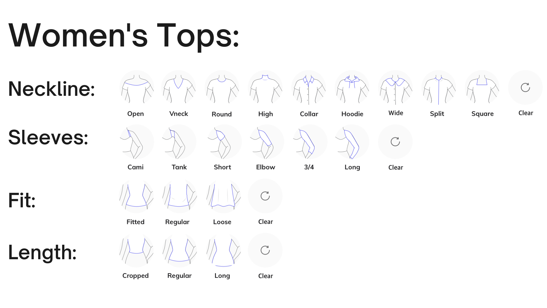 Silhouette options for YesPlz AI fashion tagging