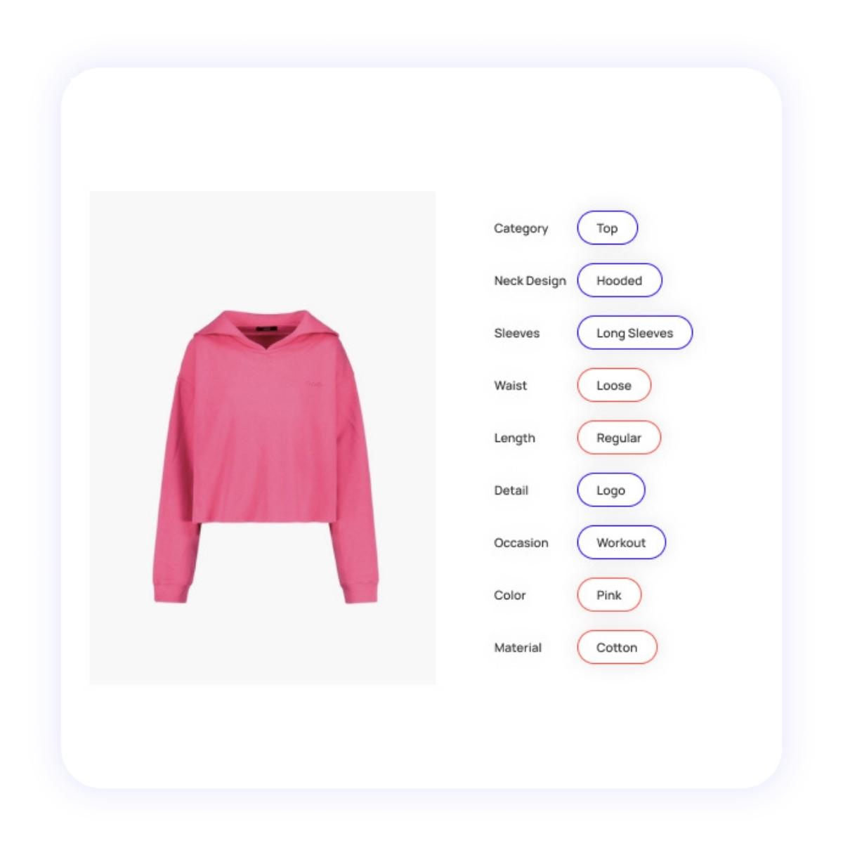 Feature extraction for a pink hooded top 