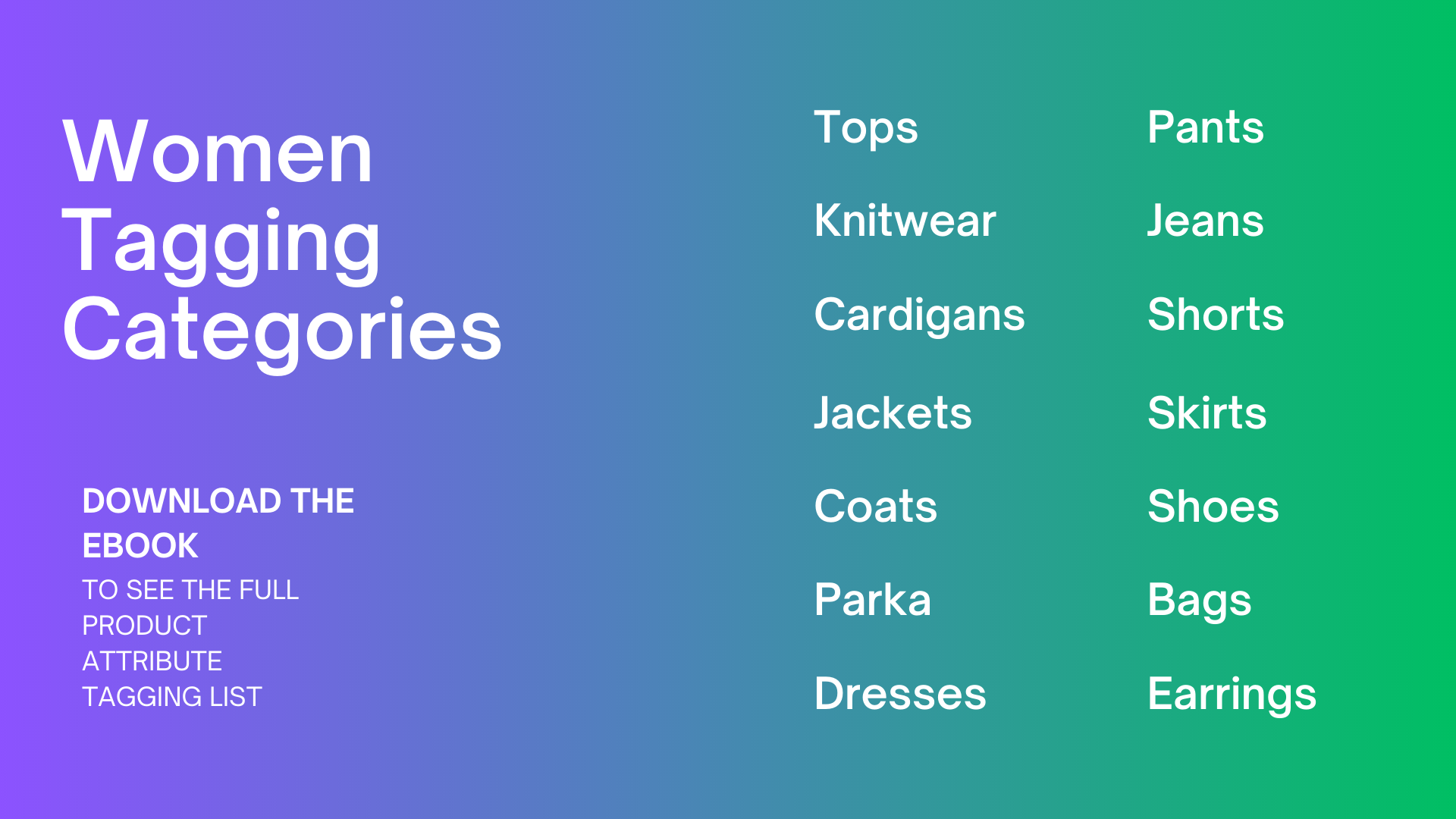 List of women's fashion tagging categories by YesPlz AI