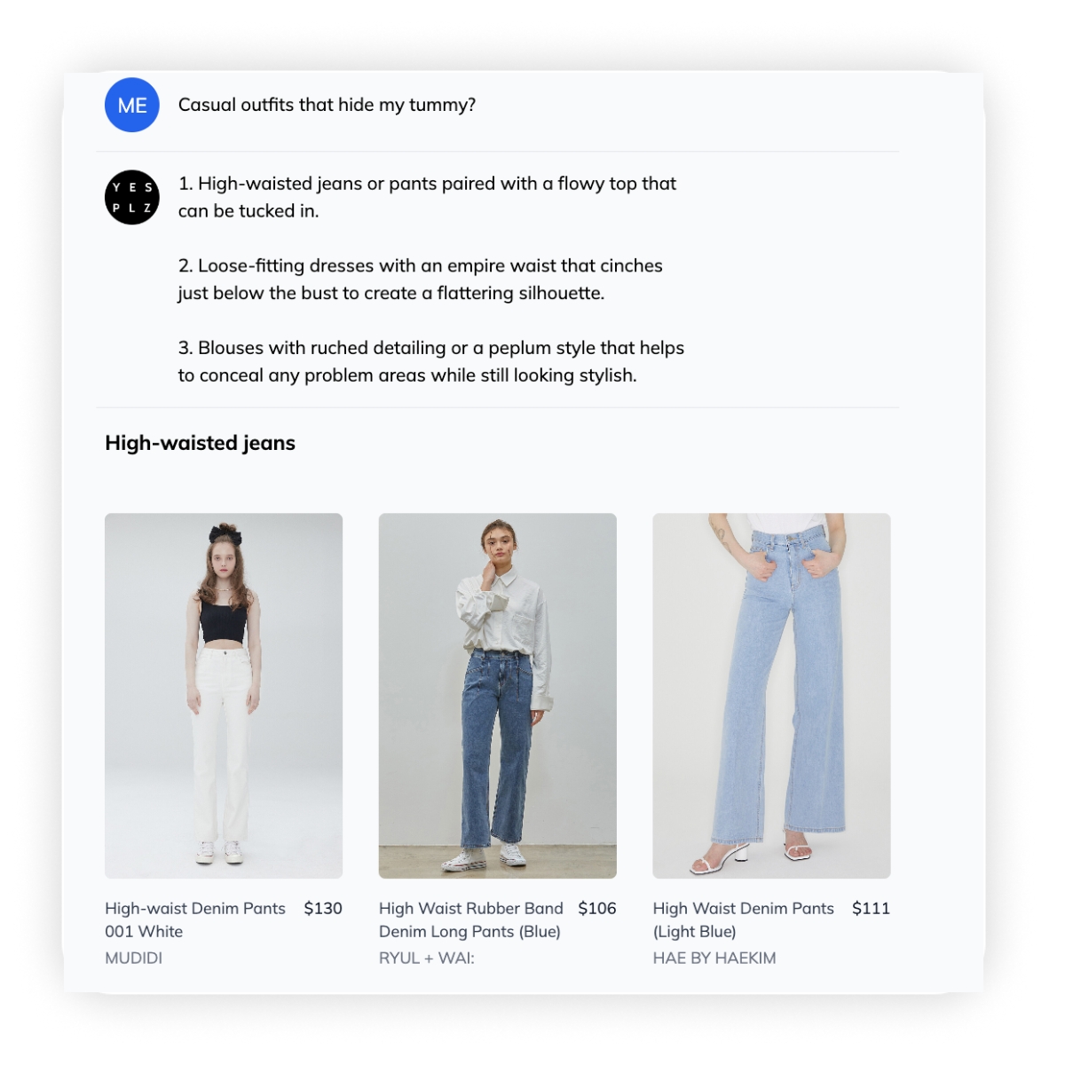 ChatGPT for fashion AI styling suggestions to hide stomach