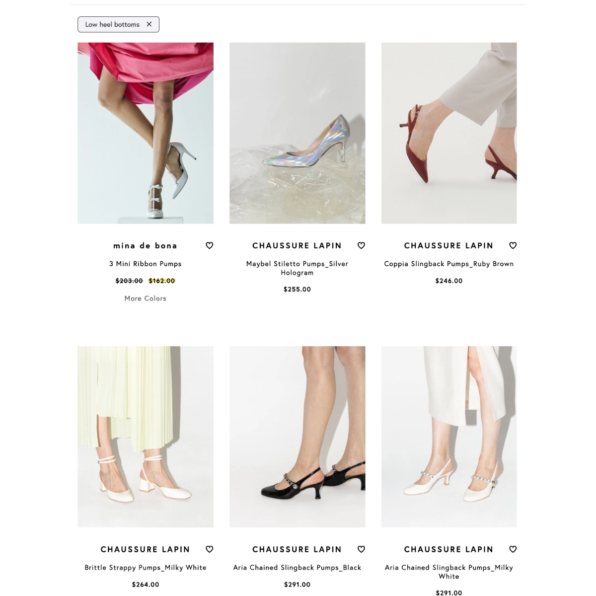Low heel search results by YesPlz AI using AI product filters