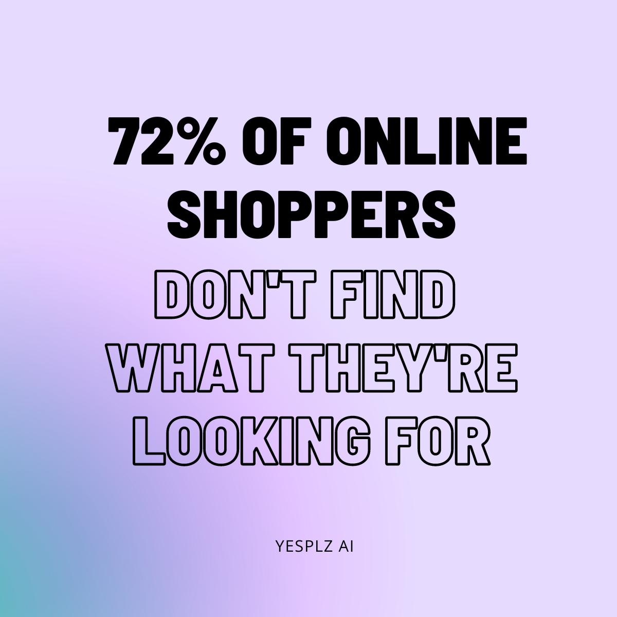 Bold lettering stating a fact about online shopping experience