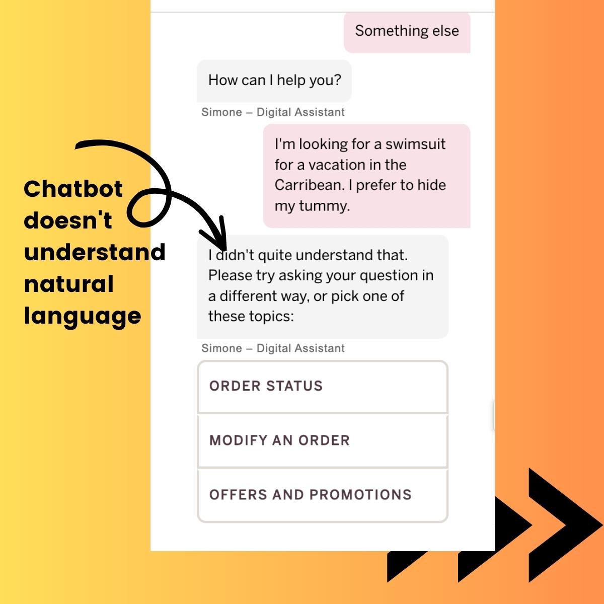 Chatbot for retail doesn't understand natural nanguage