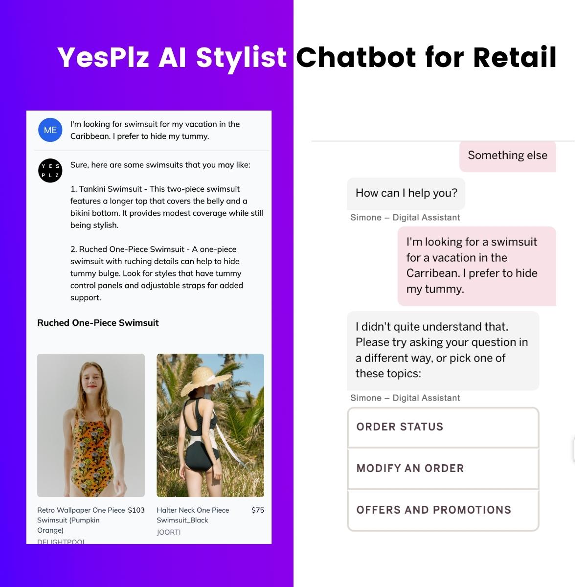 YesPlz GPT AI Stylist versus chatbot for retail side by side