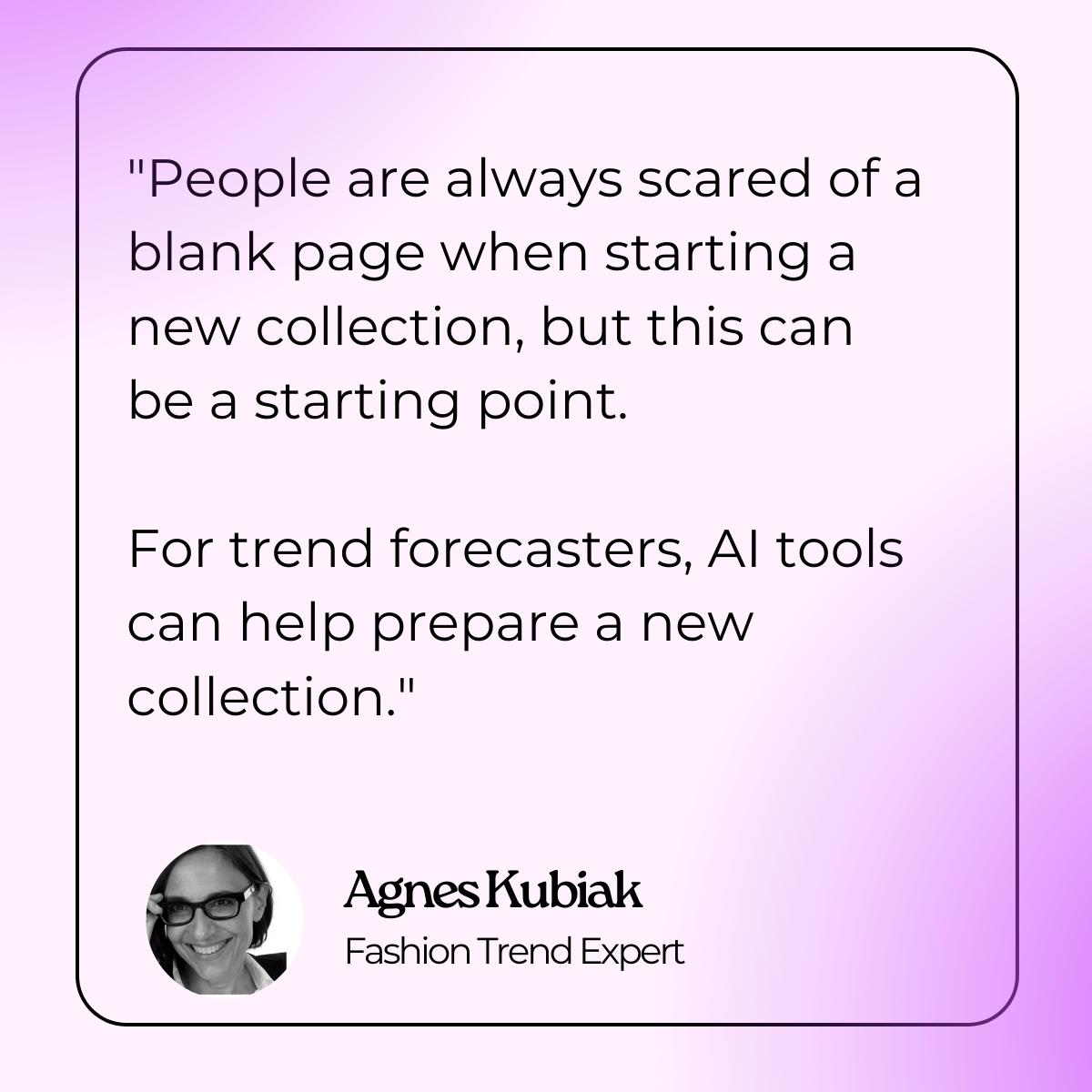 Quote on generative AI for trend forecasters against gradient background
