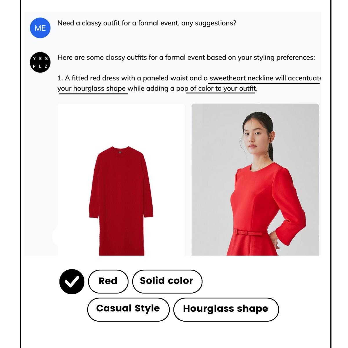 AI personal stylist search results
