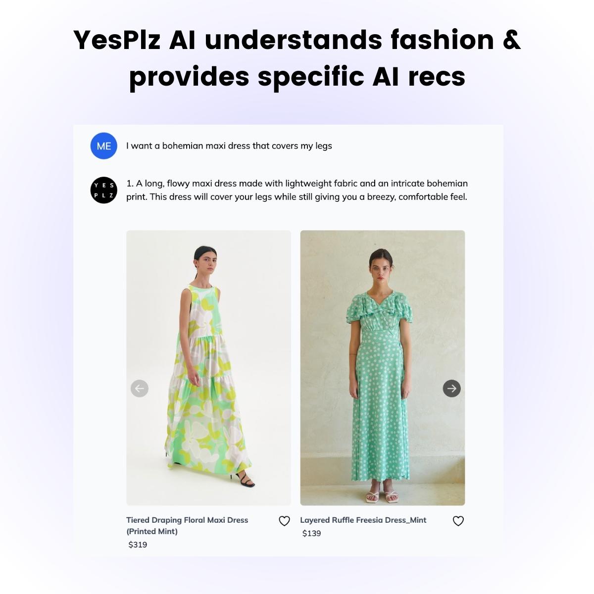 YesPlz can answer any fashion product recommendation question