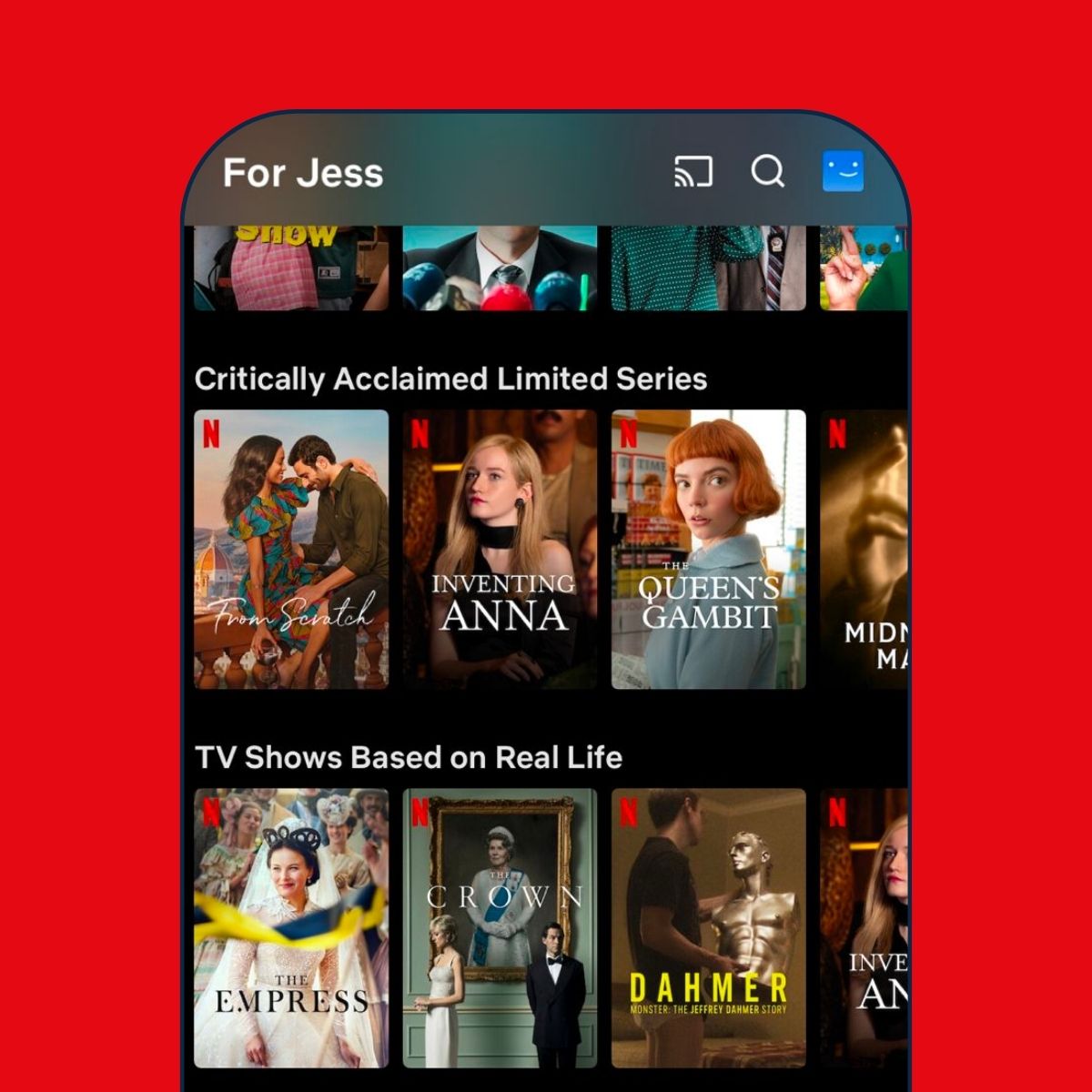 An example of Netflix AI personalization
