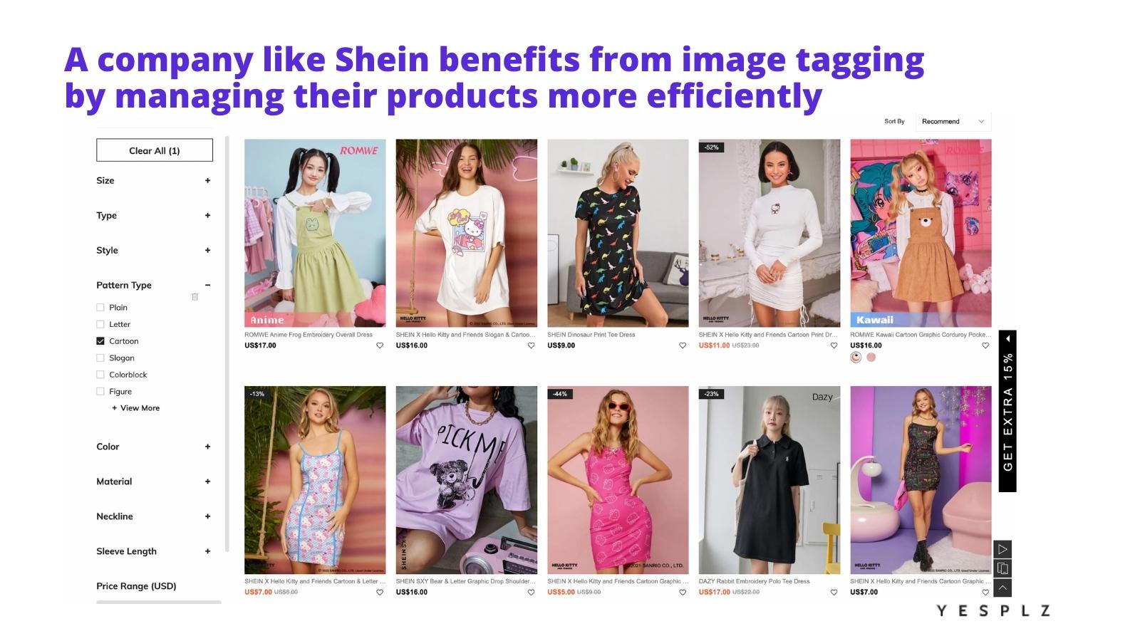An image of Shein using fashion visual search