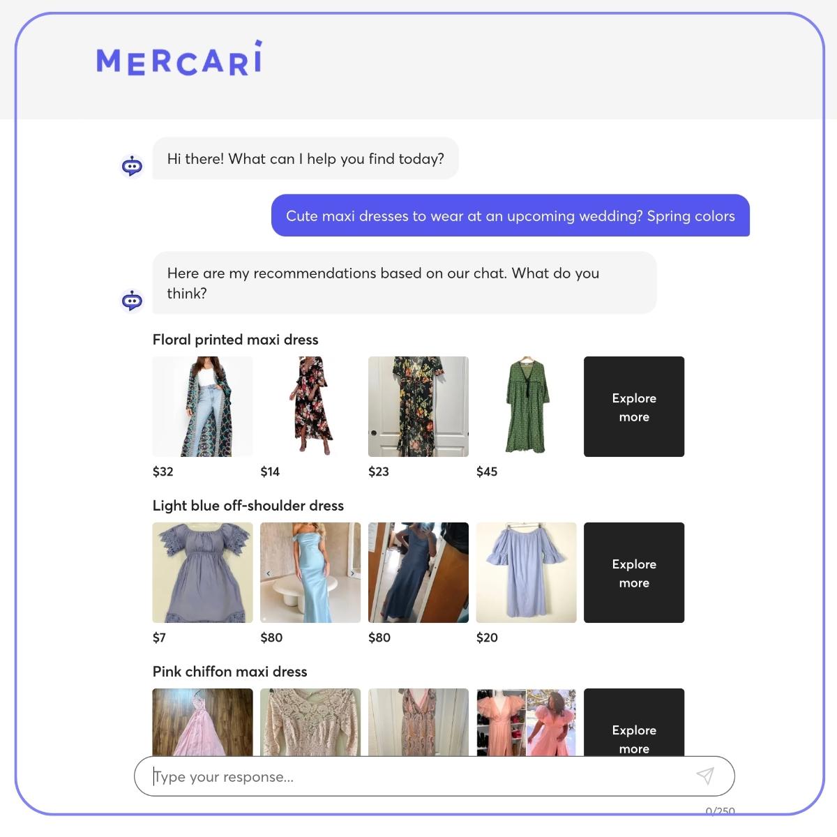 Mercari Merchat AI chat example