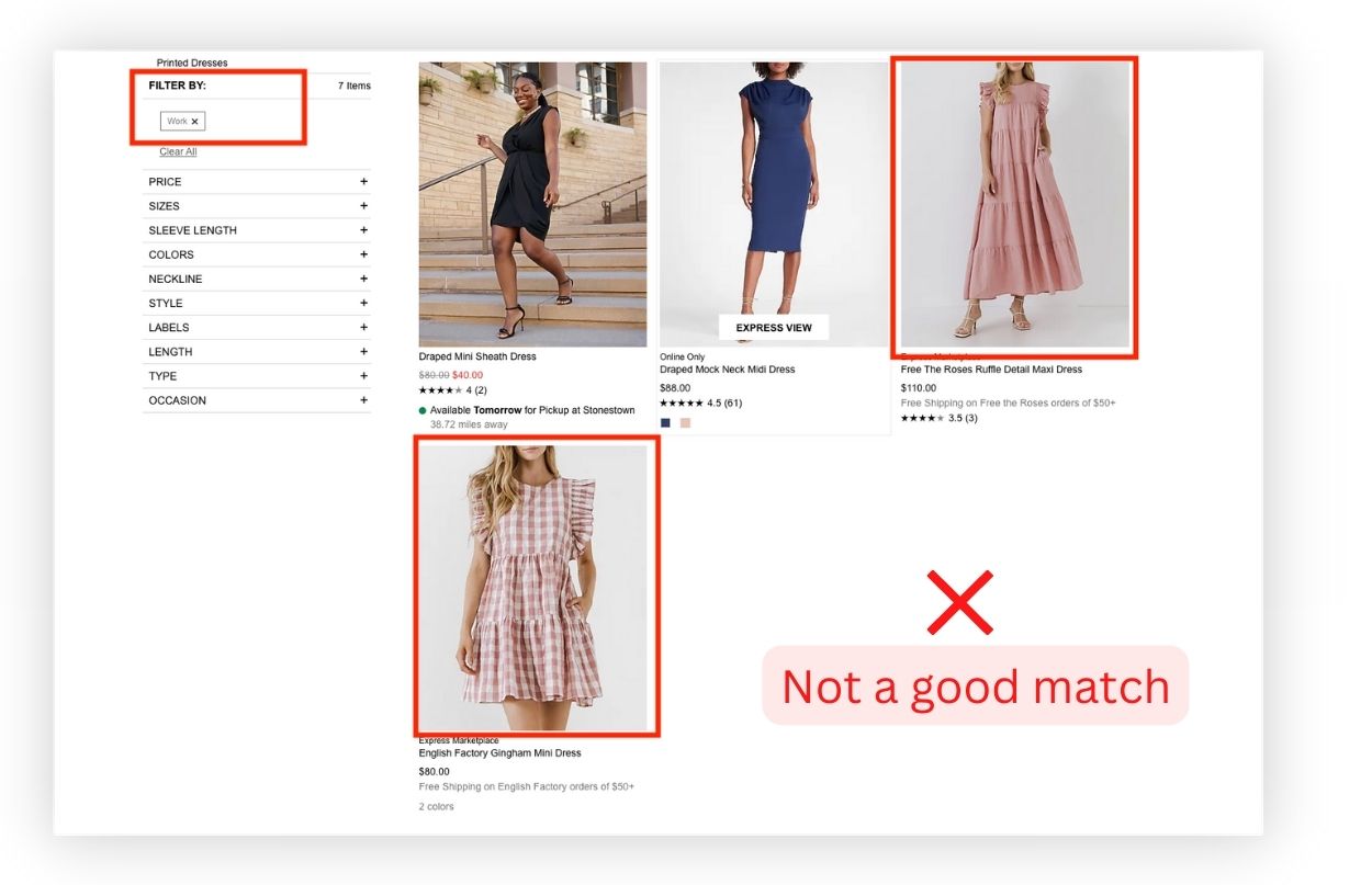 Fashion tagging from Express with inaccurate search results