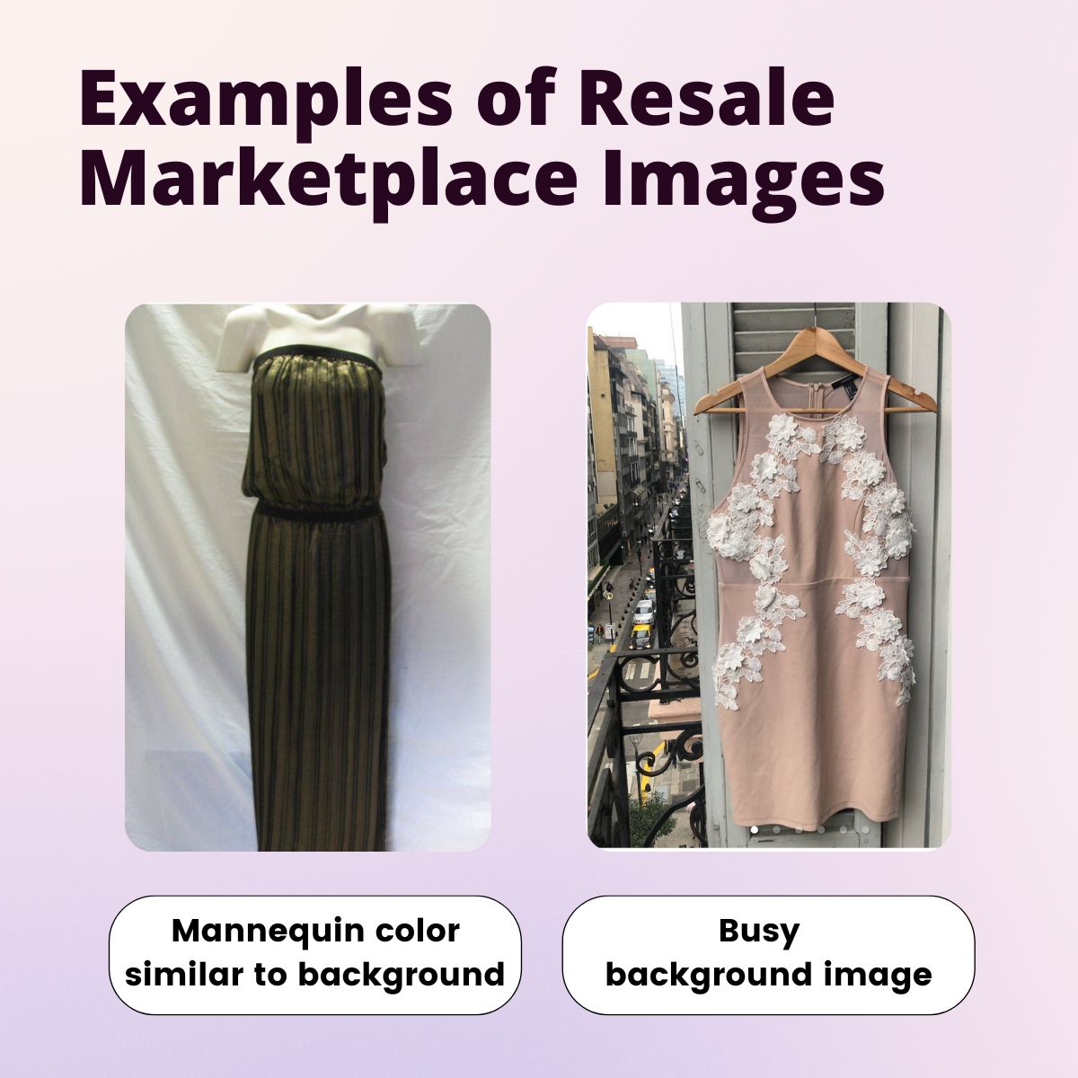 Examples of resale market images--two side by side dresses