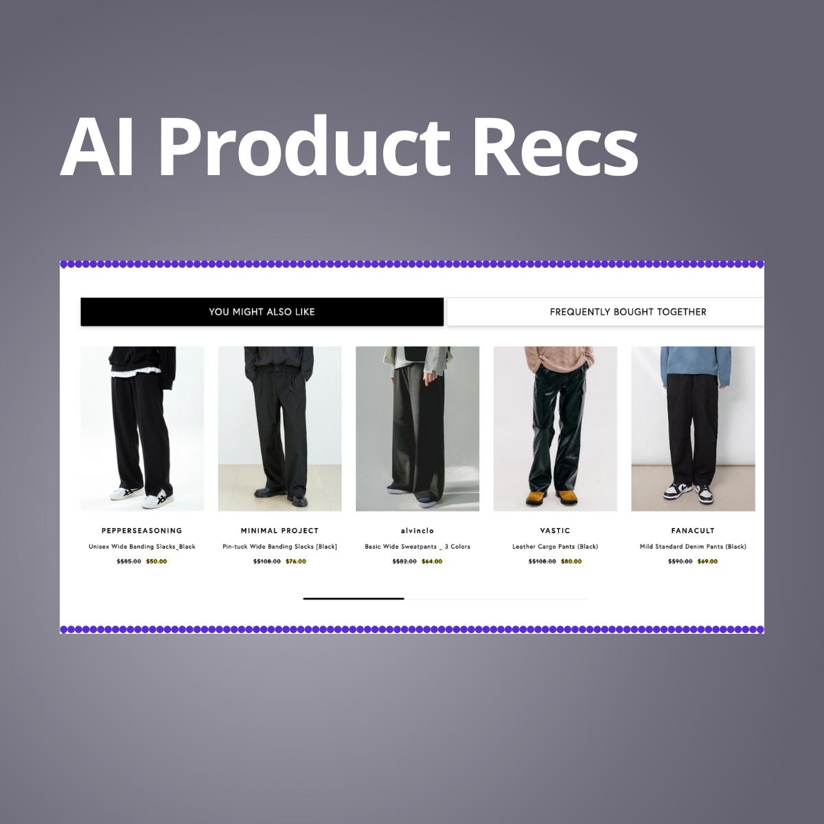 AI product recommendations for black baggy pants help the Ecommerce discovery journey