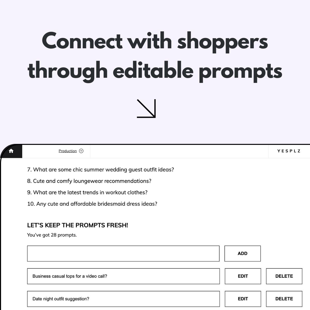 Editable prompts for shoppers for retailers in ChatGPT Fashion Stylist