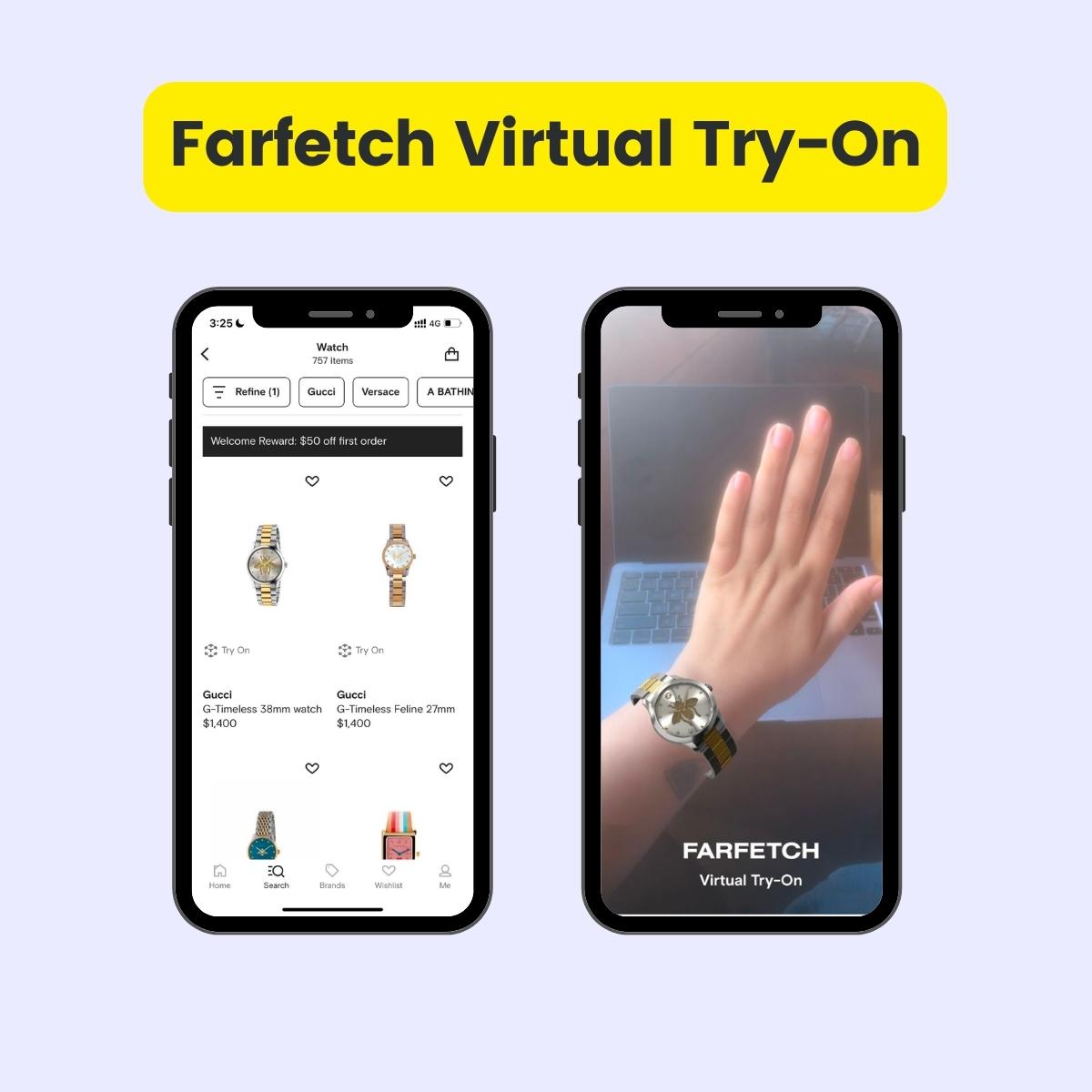 Farfetch virtual try on demo with two cell phones