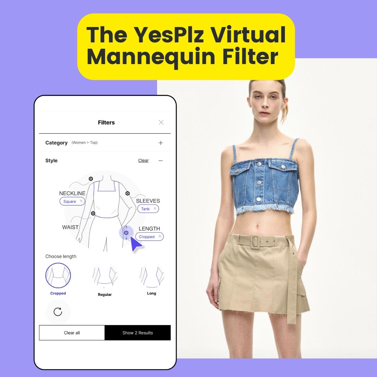 Virtual Mannequin Filter using fashion AI--an image of a model against a purple background