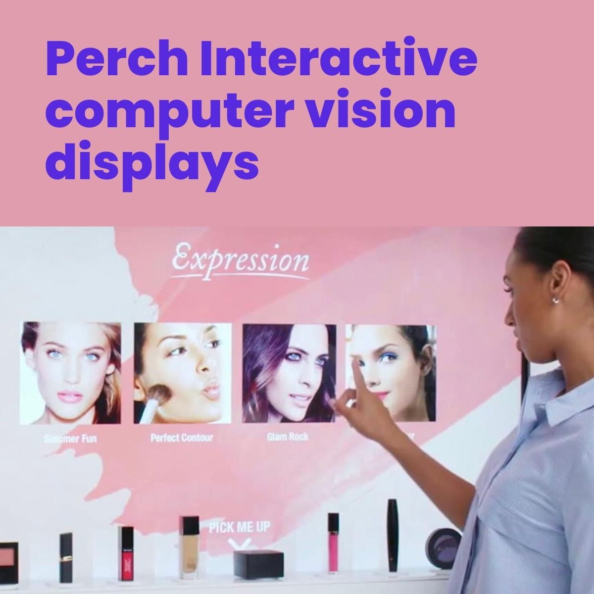 A woman interacting with computer vision displays