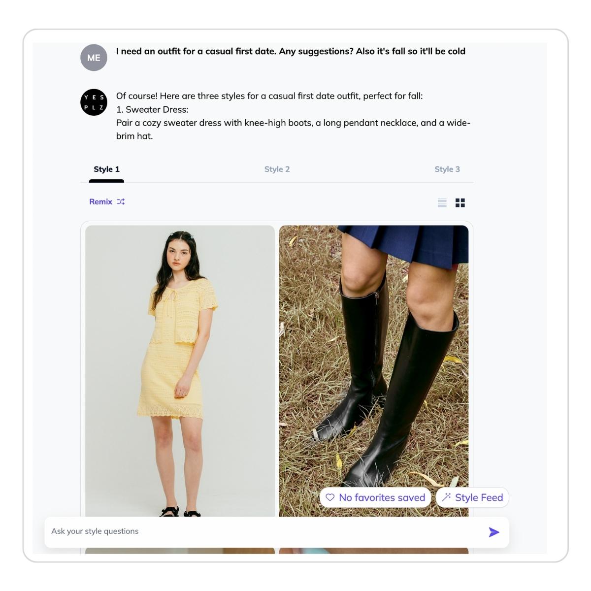 YesPlz AI Stylist responds to fall style questions