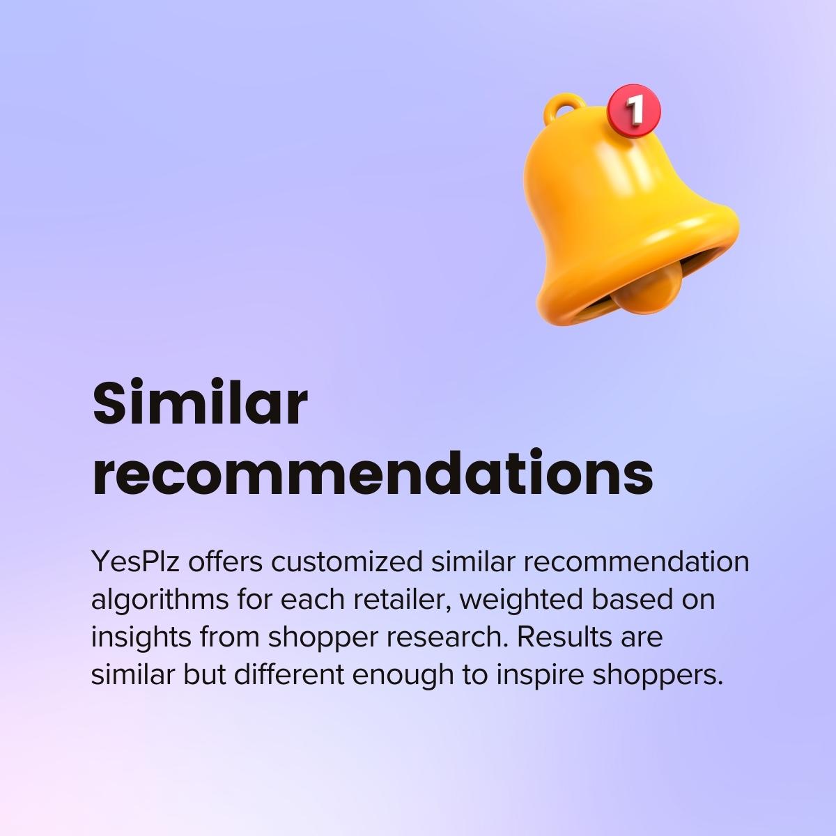 YesPlz similar ecommerce recommendations explanation against a purple gradient background