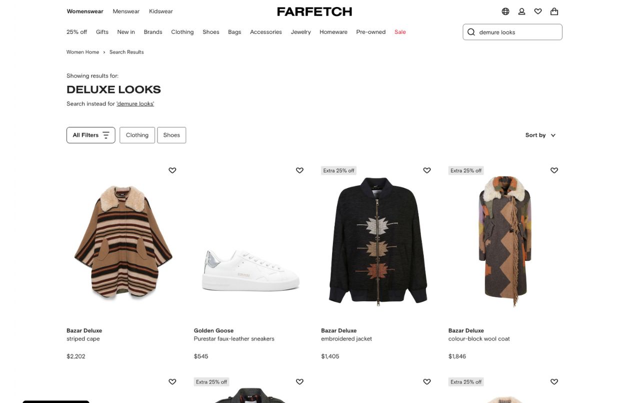 Demure Look Site Search in Farfetch 