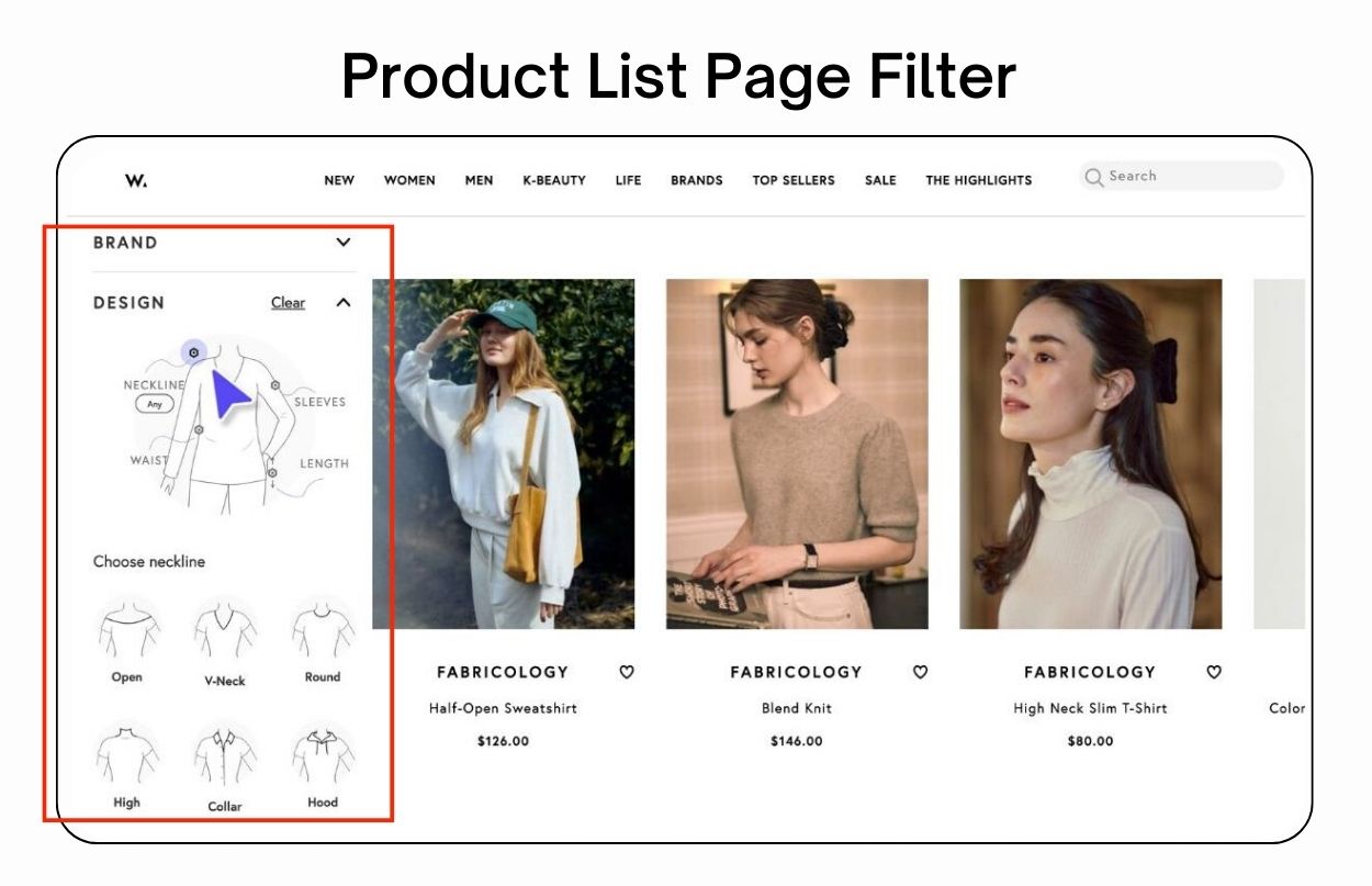 product list page filter