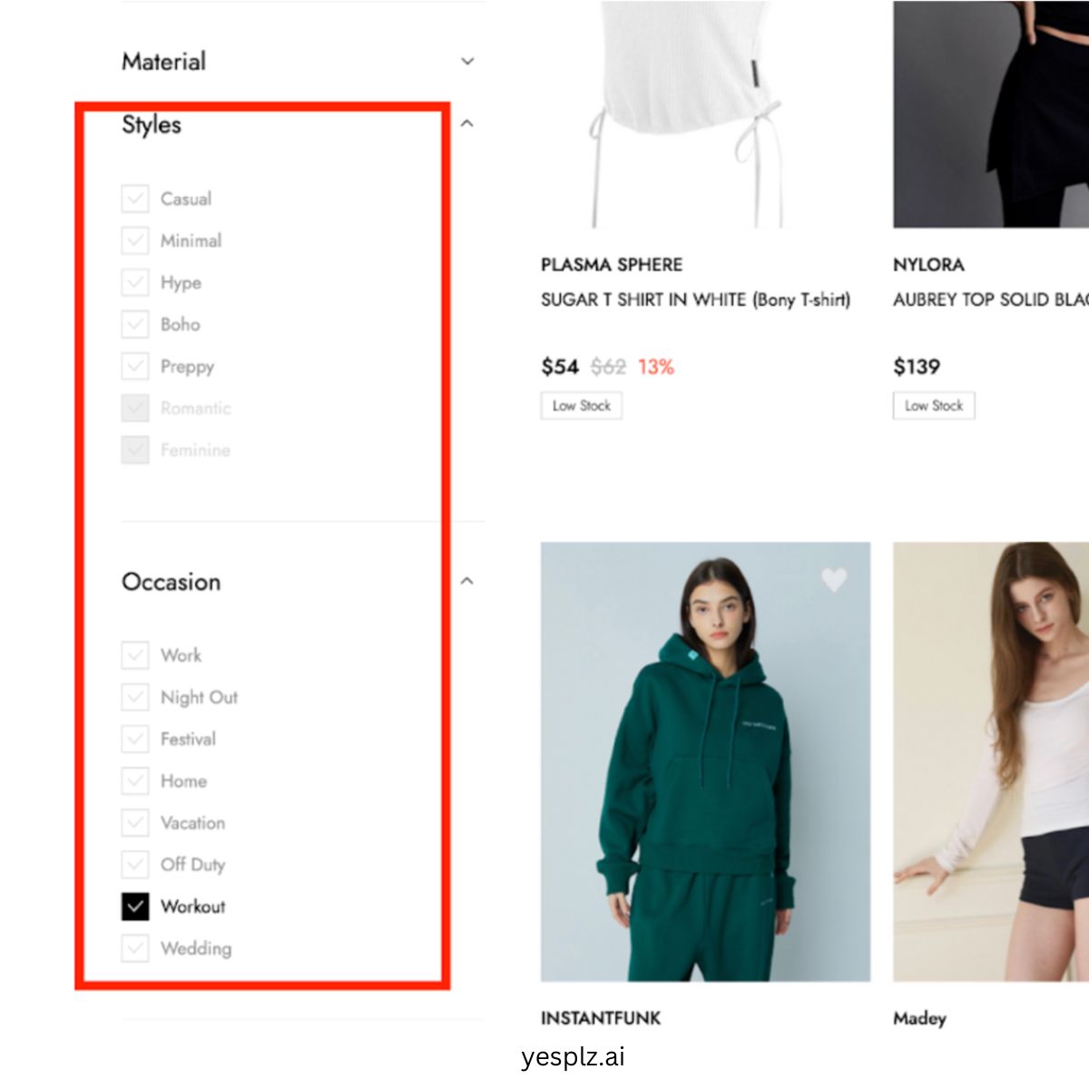 Faceted Filtering Grey-out UI Example