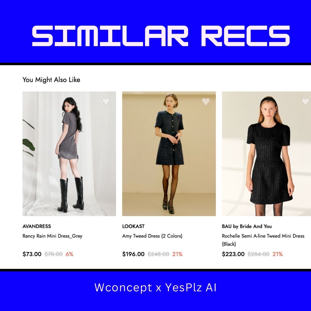 Optimized similar but different recommendations with fashion AI