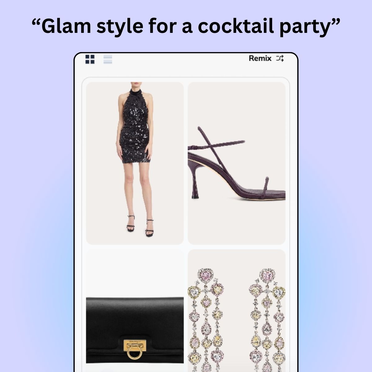 AI Stylist recommending luxurious party outfits