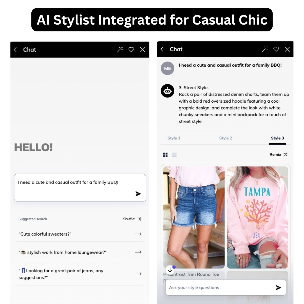 AI Stylist integrated into fashion website