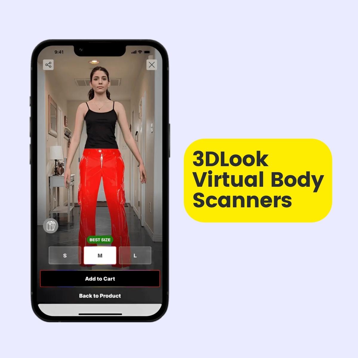 3DLook virtual body scanners against light purple background